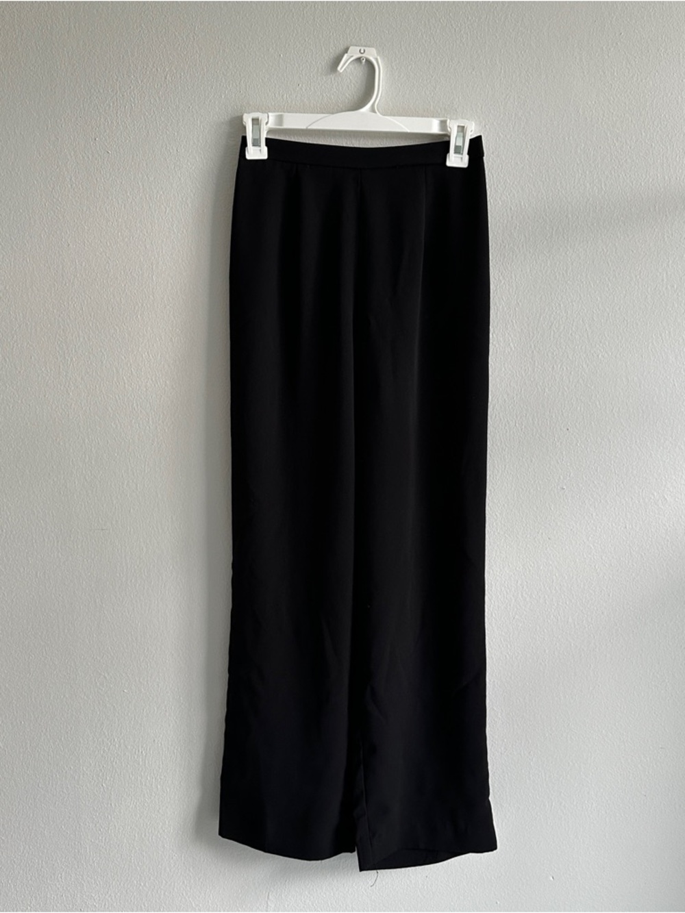 Black Flowy Wide Leg Slacks Trouser Pants
